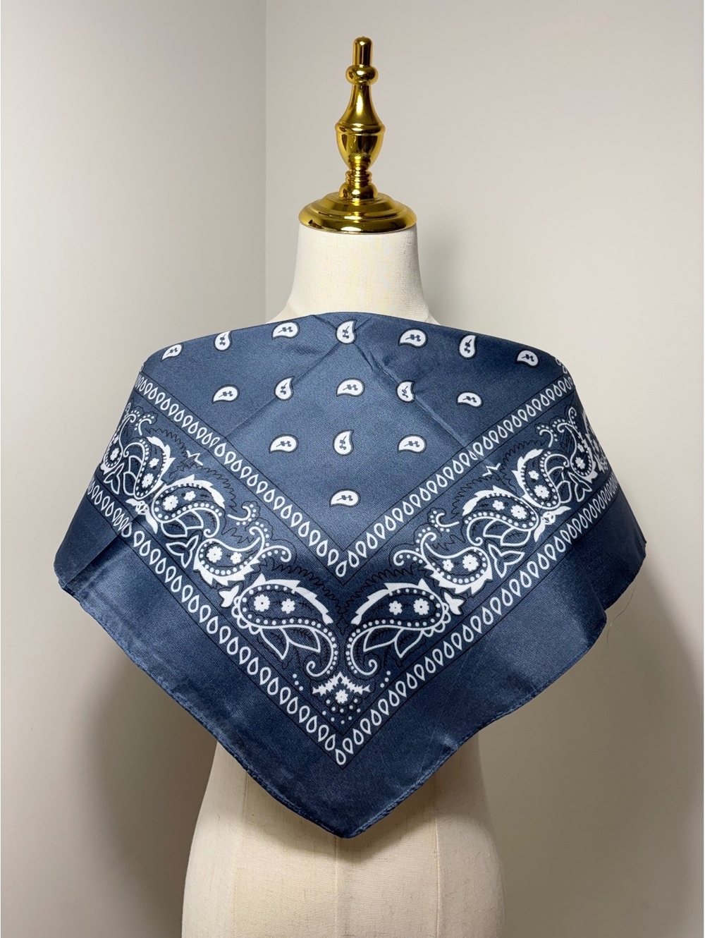 Classic Blue Paisley Bandana Polyester Scarf